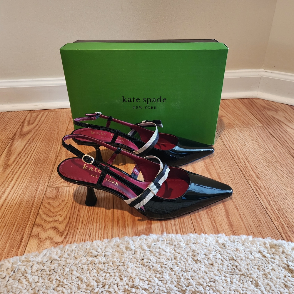 Kate Spade Black and White Patent Heels